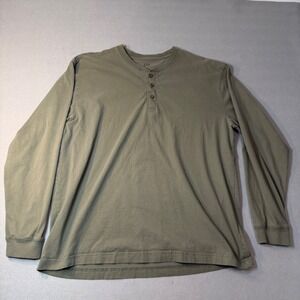 Gap‎ Mens Henley Cozy Shirt Long Sleeve Olive Green Cotton XL
